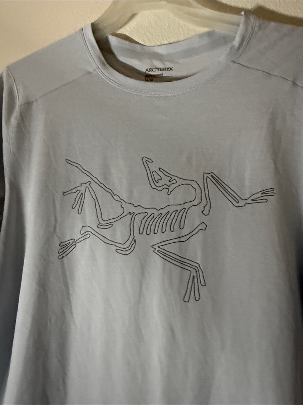 Arc'teryx Light Blue Short Sleeve Tee with Outline Skeleton Graphic - Picture 4 of 9